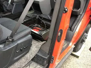 Front seat of Ford Transit removed